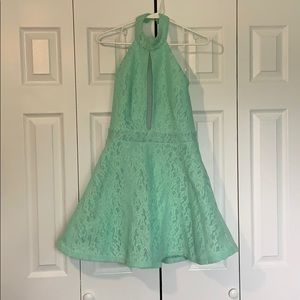 Teal Formal Dress. Open back